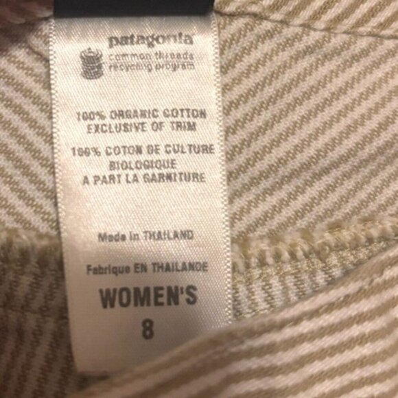 Patagonia Inga Shorts Women's 8 White Tan Striped Low Rise Slim Fit 30" Waist - Picture 3 of 4